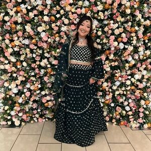 Black and White Embellished Lehenga